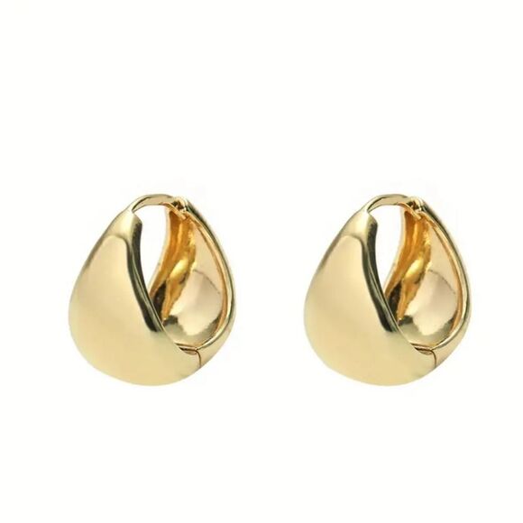 Gold or Silver Plated Needle Stud Earrings Wide Edge Drop style - Picture 3 of 12